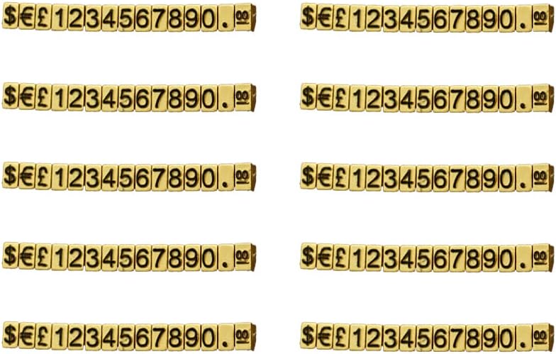 Mollytek 10 Sets Price Display Cube Adjustable Price Tag for Jewelry Price Display Counter Stand Number Letter Dollar Price Block Kit for Retail Shop (Golden) - Image 2